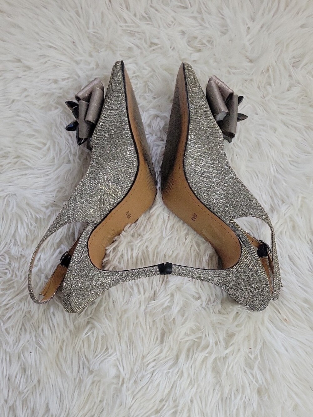 J.Renee Silver Slingback Heels with Multicolor Gem Flower - Picture 6 of 9